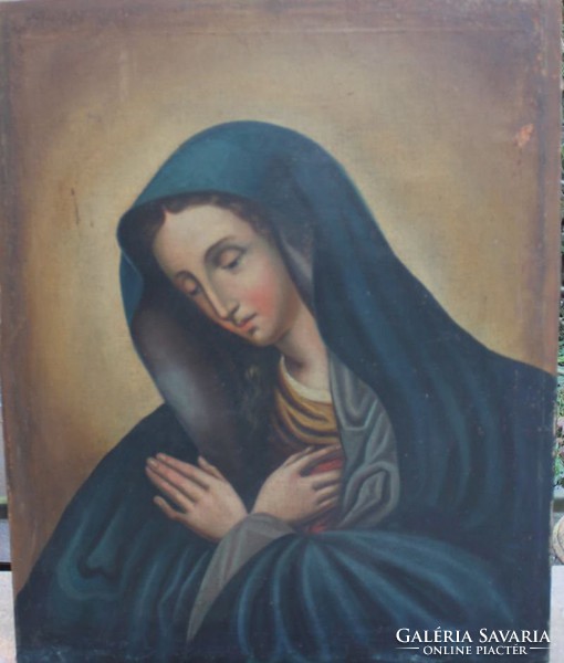 Antik olaj vászon festmény: Mária ábrázolás,