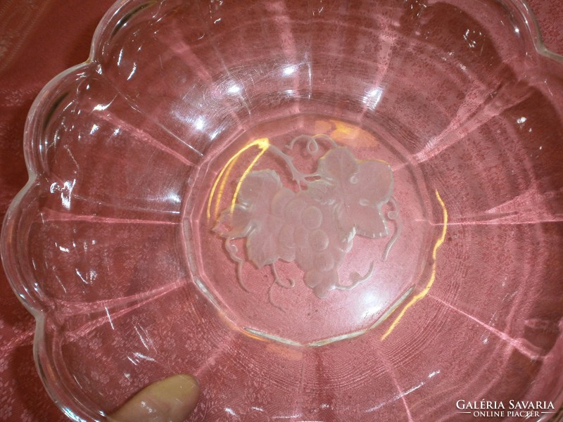 Grape patterned deep glass bowl