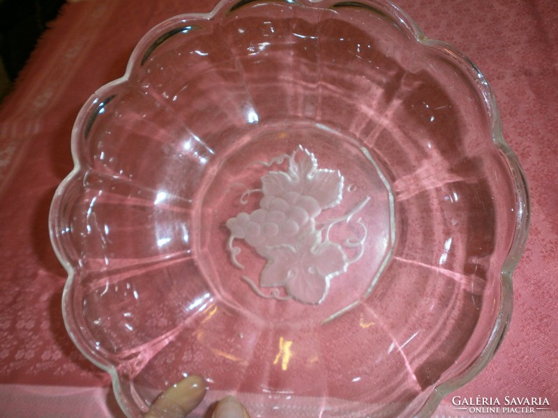 Grape patterned deep glass bowl