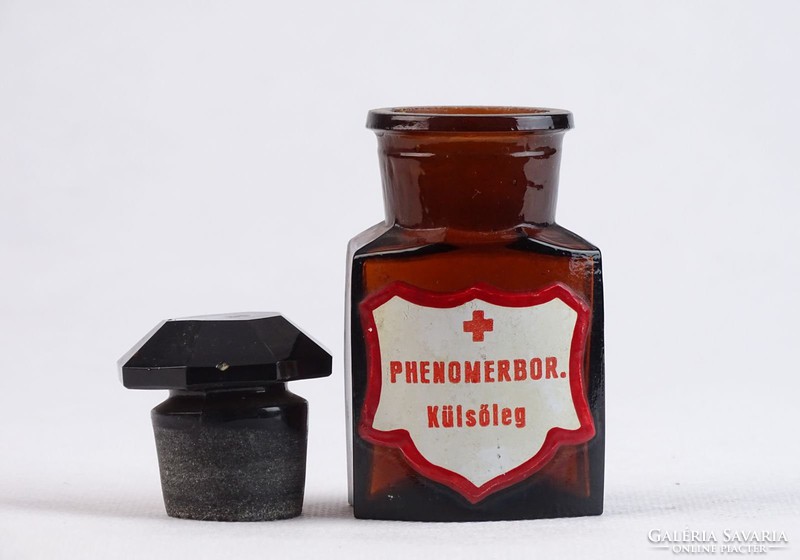 0J493 Antik gyógyszeres patika üveg PHENOMERBOR