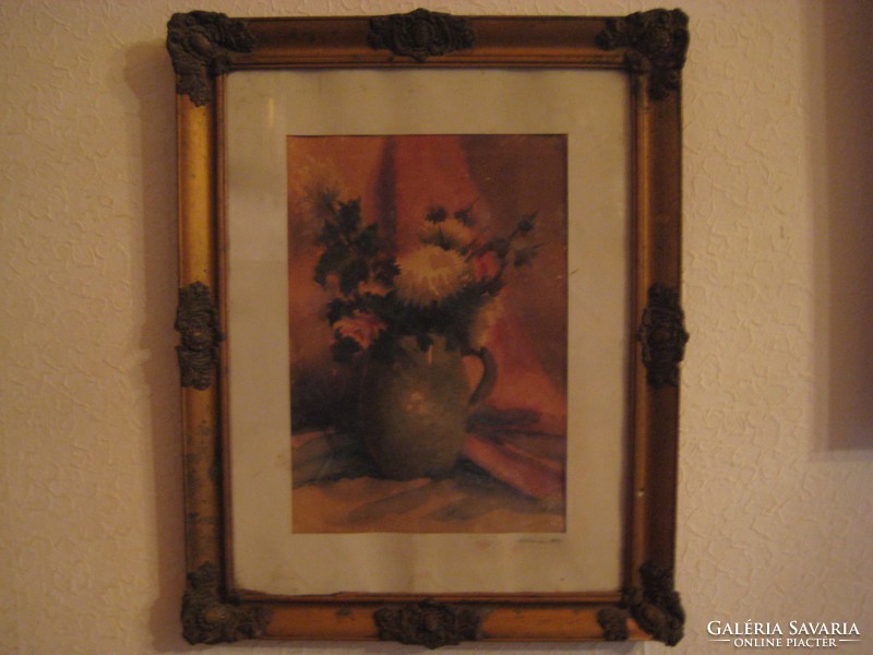 Flower still life, blondel frame, 44 x 34 cm + frame, signed Kozma 1963