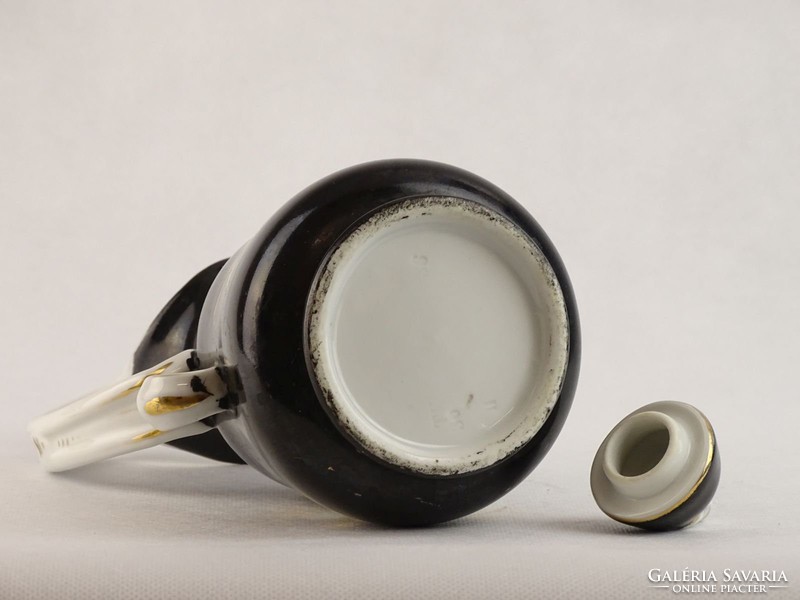 0J411 Régi fekete porcelán kávéskanna