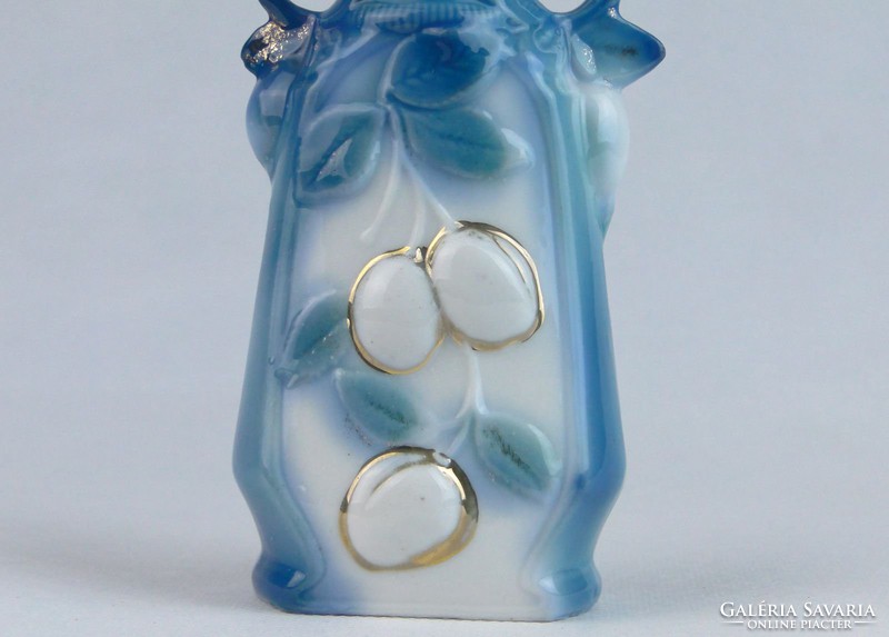 0J475 Régi kék porcelán váza 15 cm