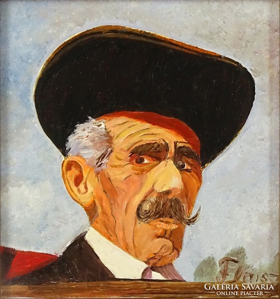 0J617 Flaisz János: Csikós portré olaj festmény