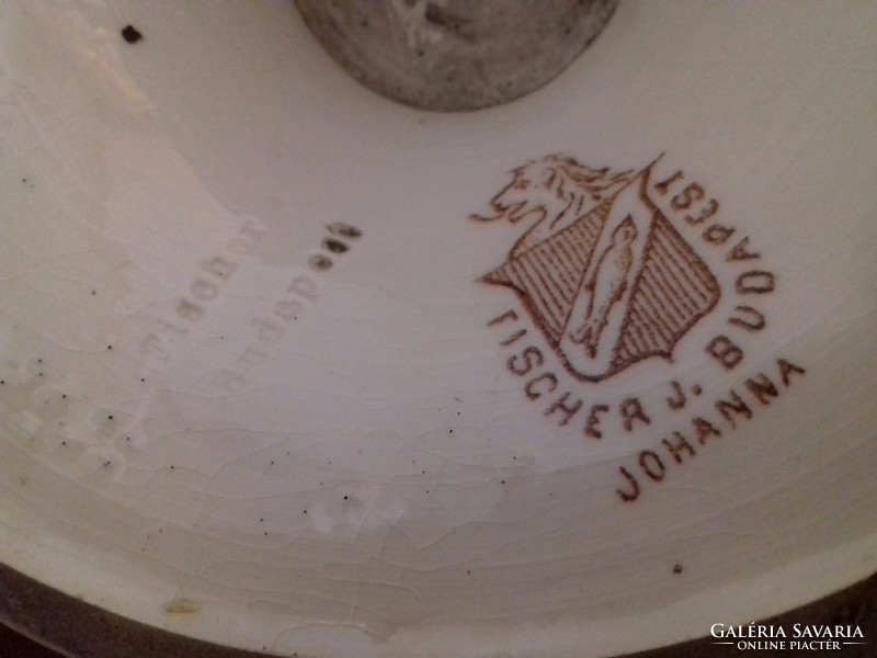 Antik FISCHER  Johanna sorozat kerámia üveg petróleum lámpa
