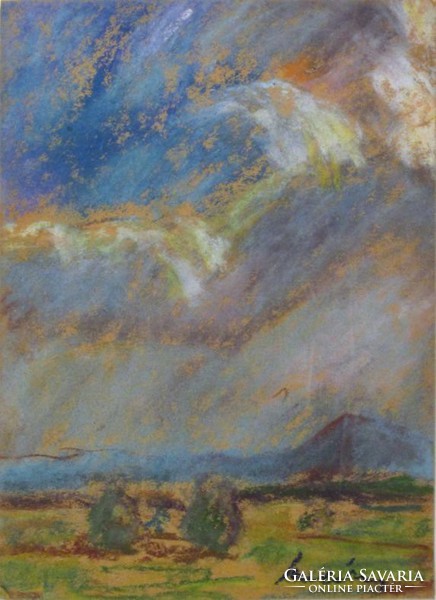 Magyar festő 1970 körül : Felhős égbolt