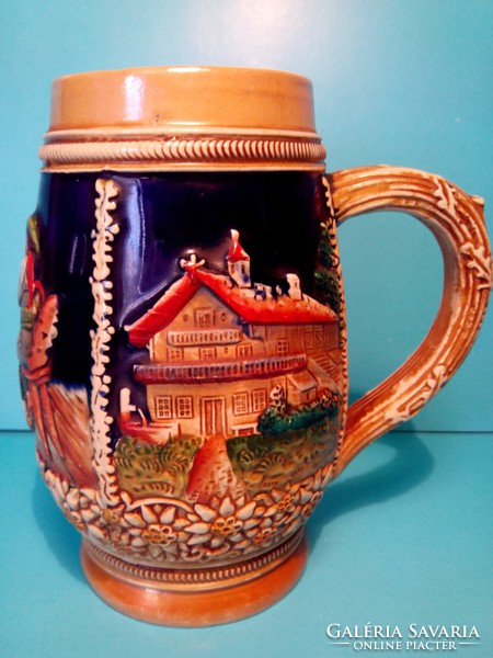 Good price!!! Ceramic jug decorated with a relief pattern for revelers