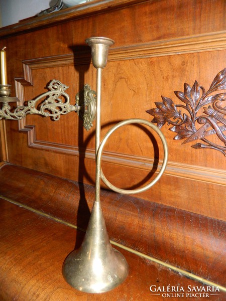 Horn-shaped larger copper / metal candle holder