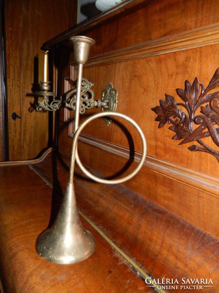 Horn-shaped larger copper / metal candle holder