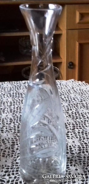 Gyönyörű Kristály  üveg váza kb. 30 cm XX