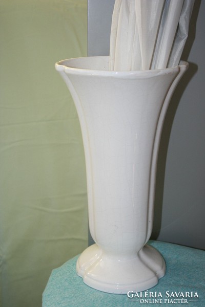 Huge white faience umbrella floor vase