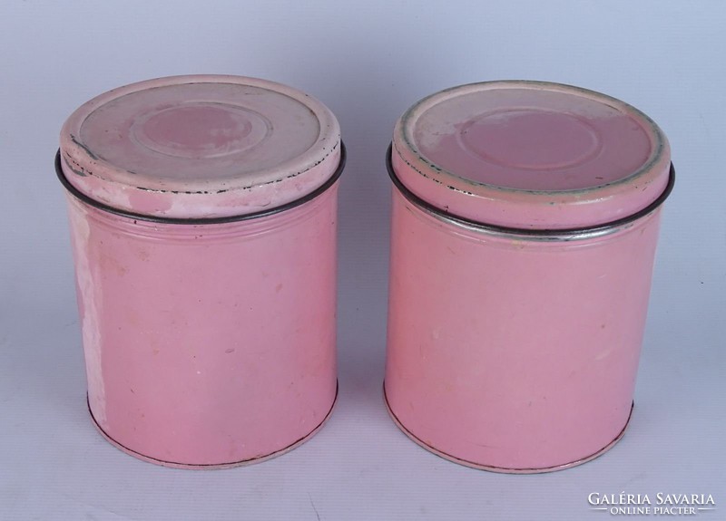 0L292 Régi rózsaszín fém fűszertartó tégely pár