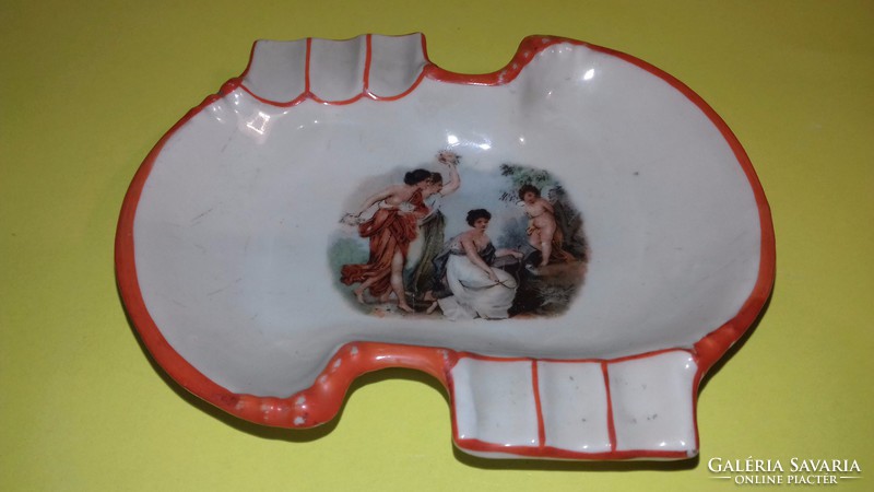 Marked scene porcelain ashtray