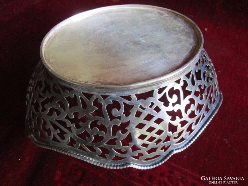 Art Nouveau silver plated openwork lacy alpaca bowl of bonbonier
