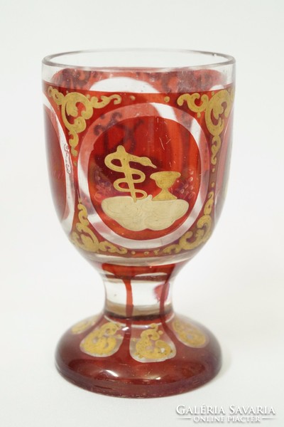 Antique Biedermeier memorial glass