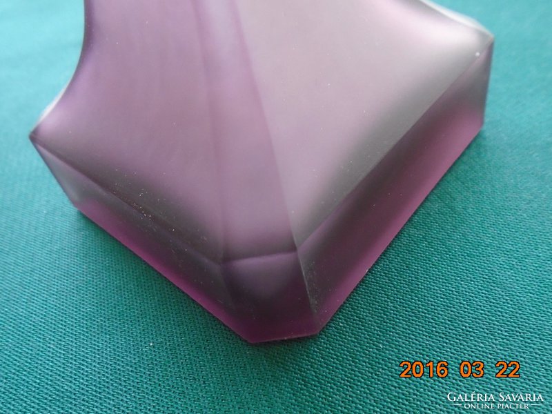 Antique purple faceted rectangular opal glass vase