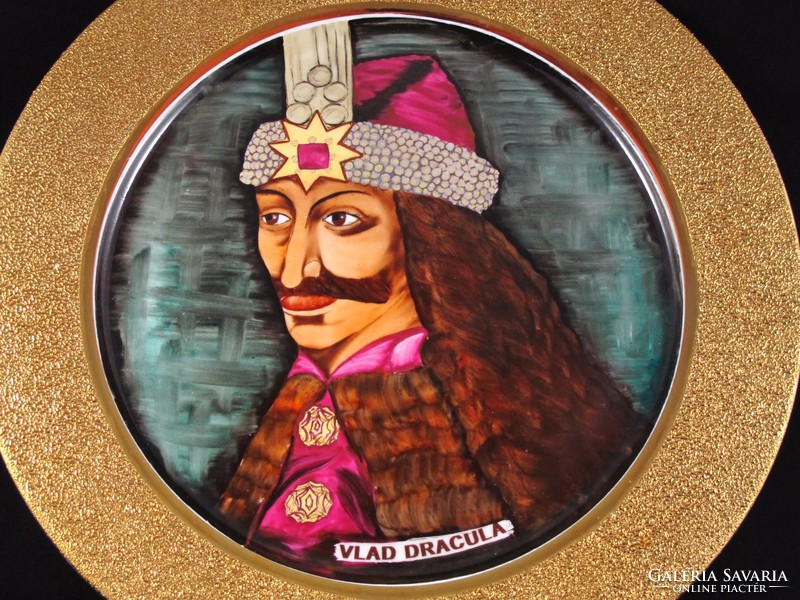 Vlad Tepes Dracula kézzel festett porcelán tál!