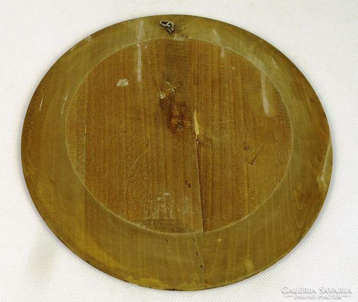 0L708 Égetett díszítéses festett fa tányér 24 cm