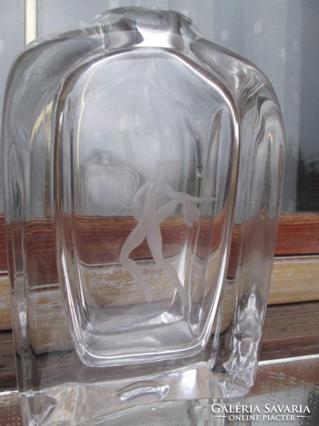 Art deco SKRUF  kristályüveg váza  súlyos darab