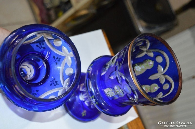 Csehszlovák fedeles üveg váza