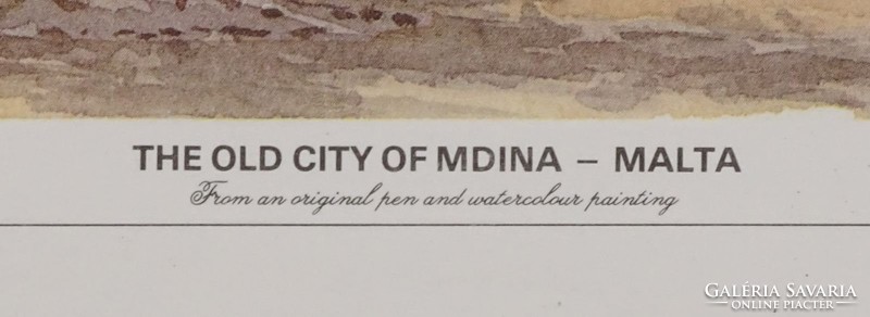 0M148 Máltai nyomat : Mdina óváros 24 x 29.5 cm