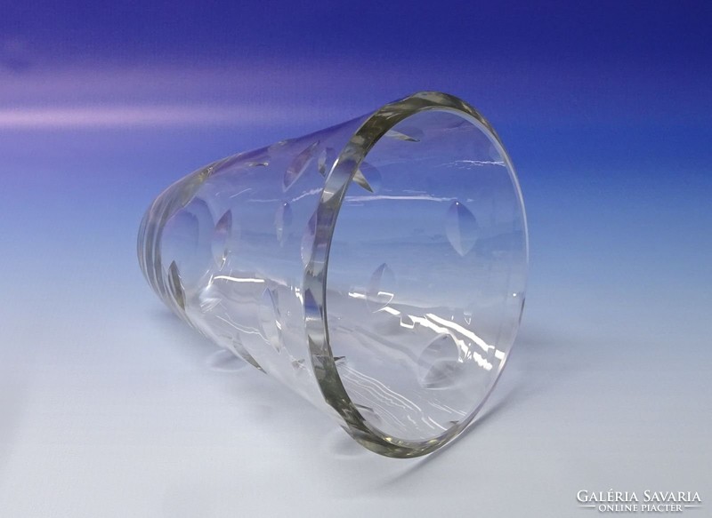 0K111 Régi vastagfalú öblös csiszolt üveg váza