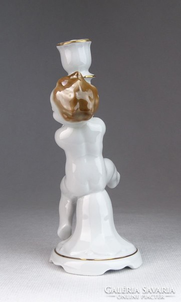 0M647 Jelzett figurális porcelán gyertyatartó 16cm