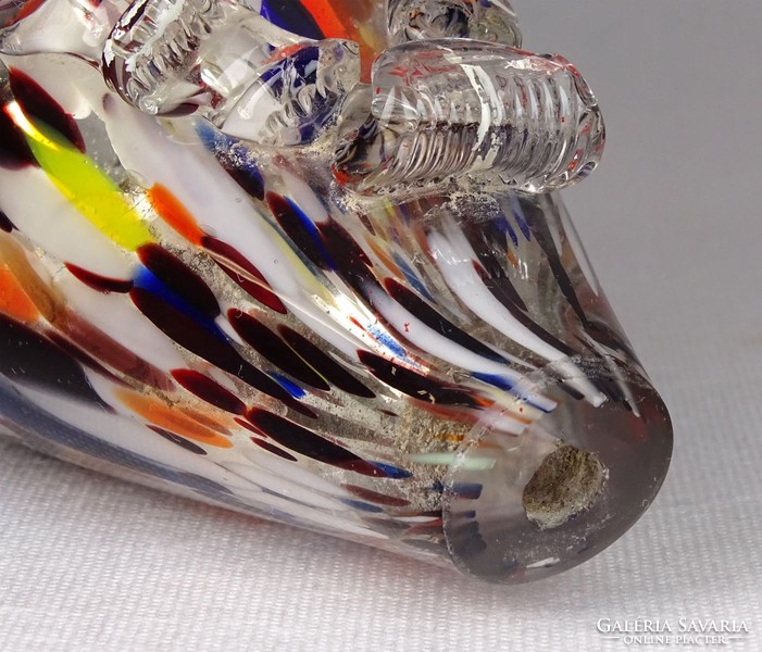 0M849 Színezett művészi üveg kacsa dísztárgy 31 cm