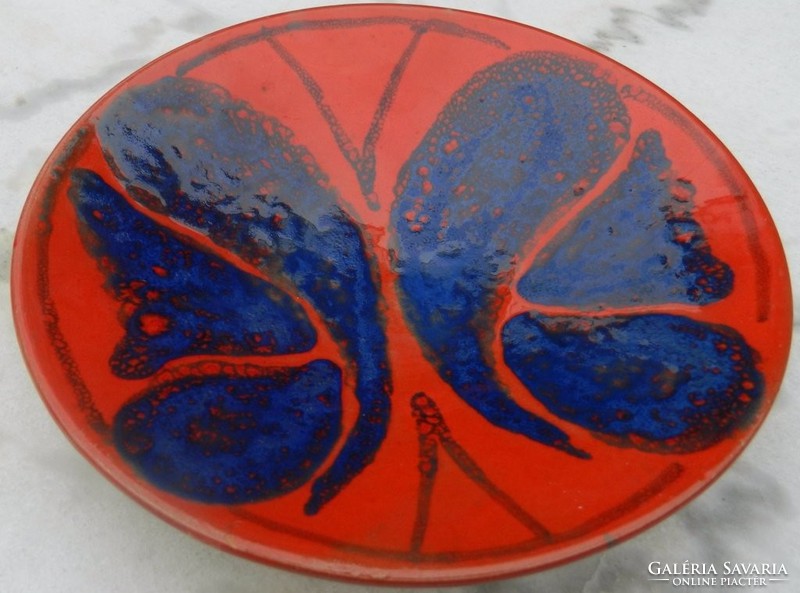 Applied art marked wall ceramic plate - butterfly