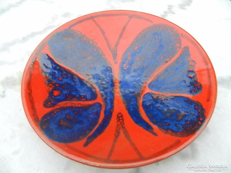 Applied art marked wall ceramic plate - butterfly