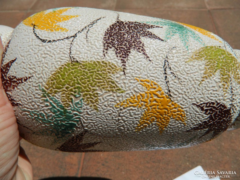 Autumn leaves - ceramic vase with a rough surface
