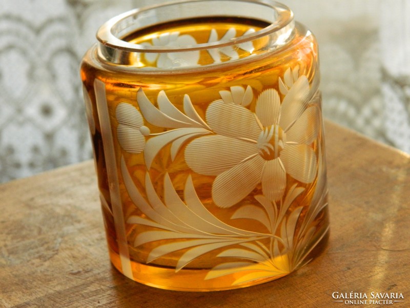 Bohemia hand-polished orange glass holder