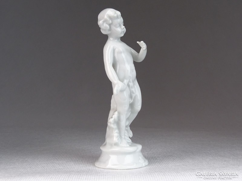 0M660 Régi fehér mázas porcelán angyal 12 cm