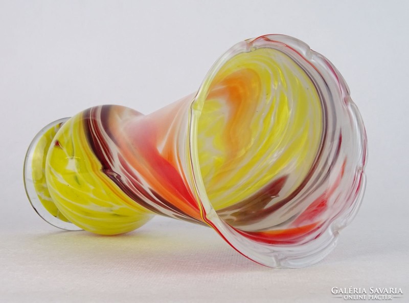 0M703 Régi művészi színezett üveg váza 23.5 cm