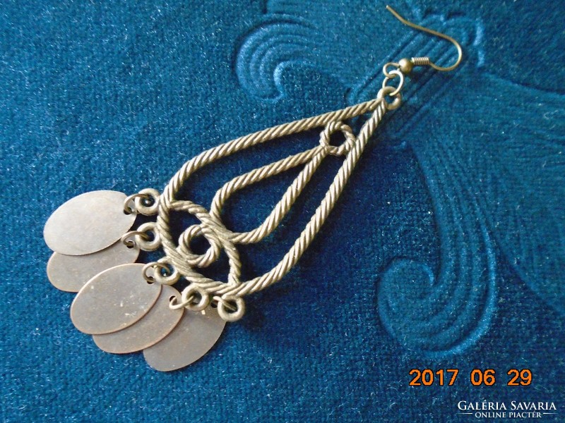 Chandelier bronzírozott fém fülbevaló "érmékkel" 8 cm
