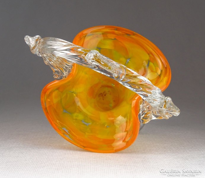 0N036 Muránói jellegű narancs üveg kosár 20 cm
