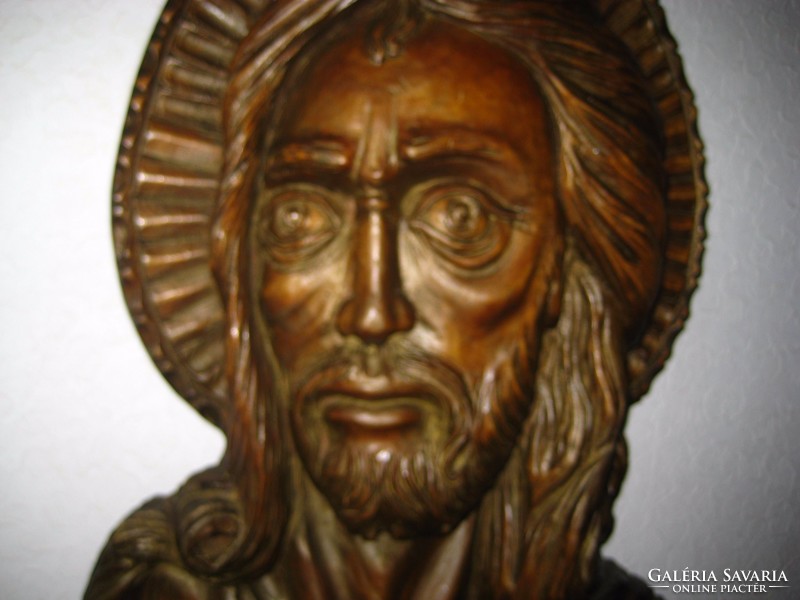 Jesus relief, professional wood carving, signed, 63 x 36 cm