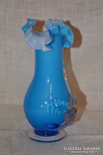 Fodros szájú héjalt üveg váza  ( DBZ 0054 )
