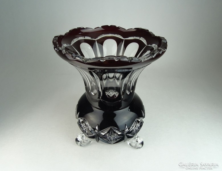 0N494 Bordóra színezett üveg váza 22.5 cm