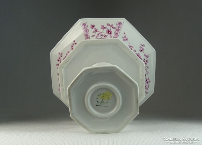 0N497 Régi talpas Lichte lila fehér kínáló 15 cm