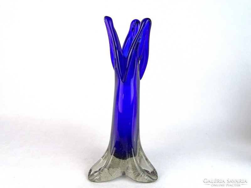 0M758 Régi művészi fújt üveg váza liliomváza 27 cm