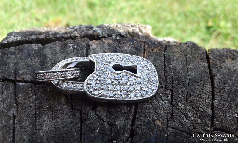 100 Orex lock silver pendant decorated with zircons 4.3 cm!