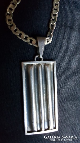 Extravagant silver men's pendant + necklace chain modern style valuable needlework
