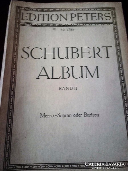 Old sheet music - Schubert album band ii. Mezzo soprano or baritone edition peters nr.178B