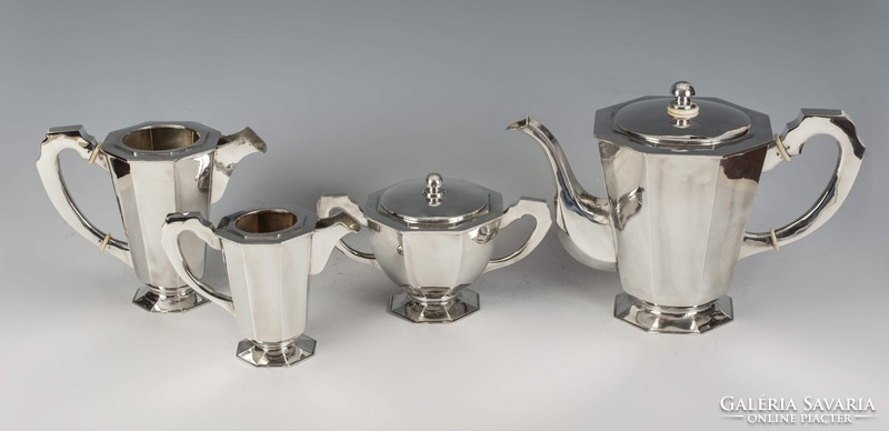 Ezüst nagy méretű art deco  teás-/kávéskészlet (S)