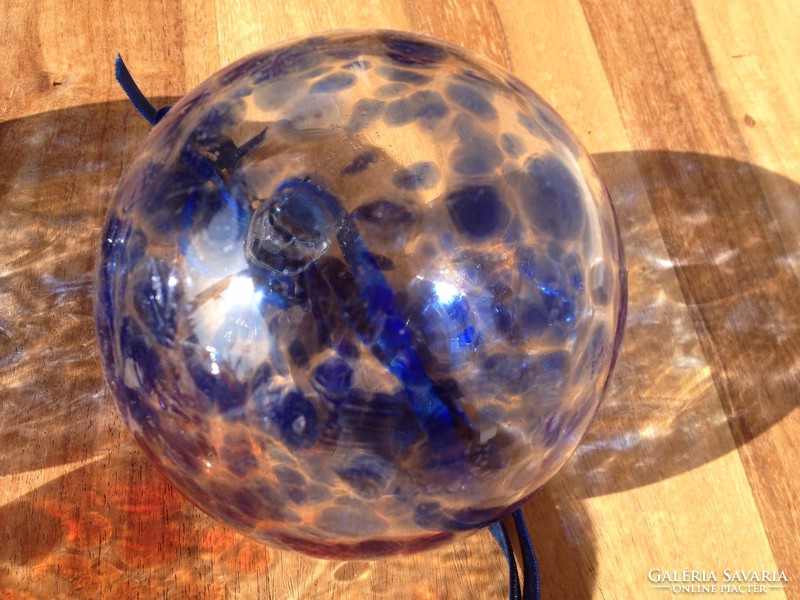 Murano Christmas tree decoration blown glass sphere 10 cm diameter large heavy air bubble craft glass sphere