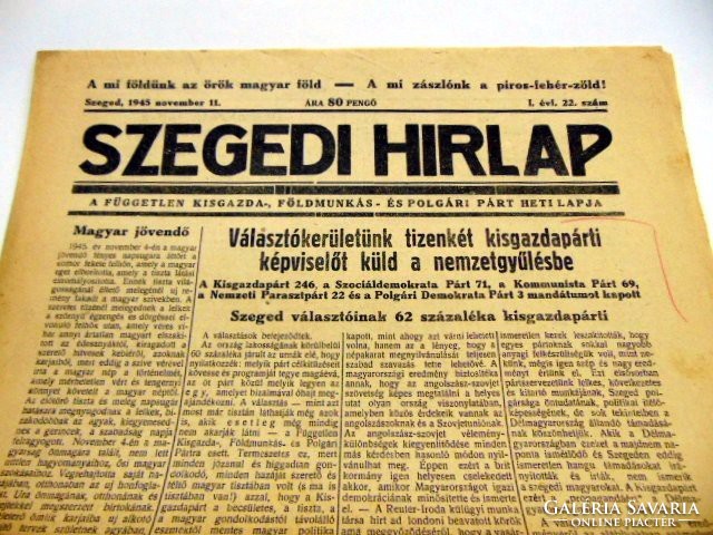 Szeged newspaper November 11, 1945 old newspaper 919