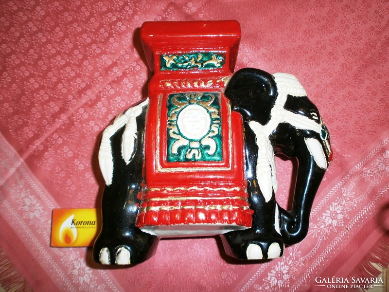 Majolica glazed lucky ceramic elephant