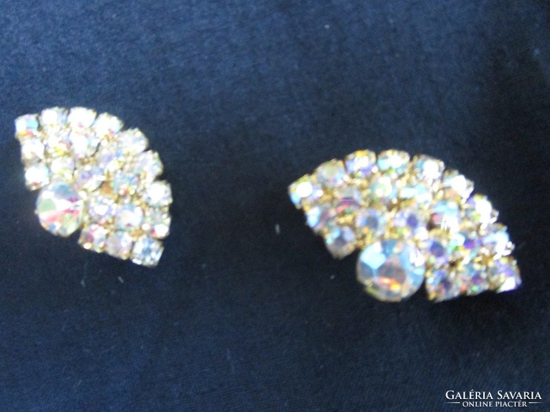 Extraordinary art deco deco rare fan shoe clip pair iridescent stone jewelry accessory