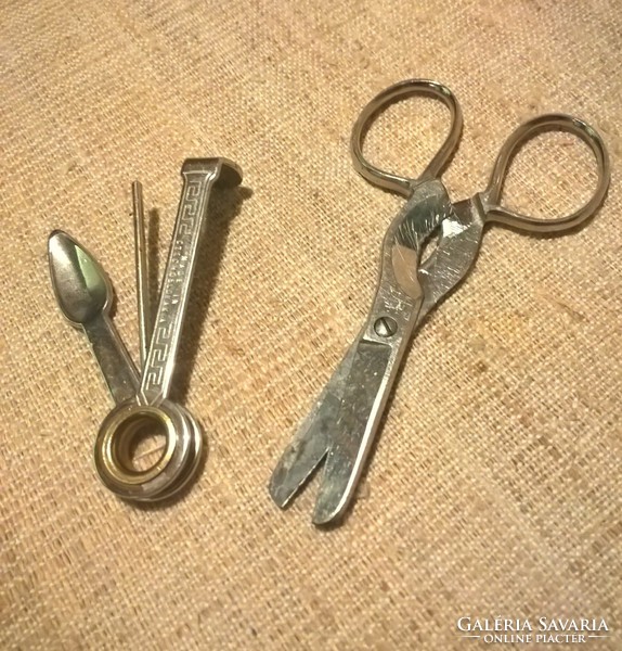 Old marked Míve cigar cutting scissors with a set of pipe cleaners